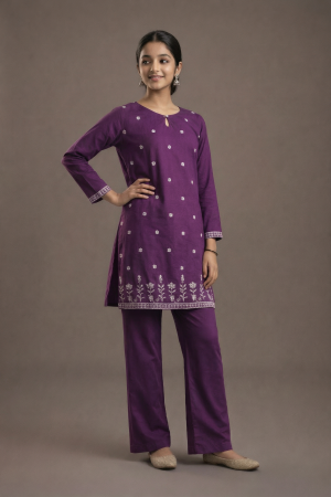 The Purple Embroidered Set